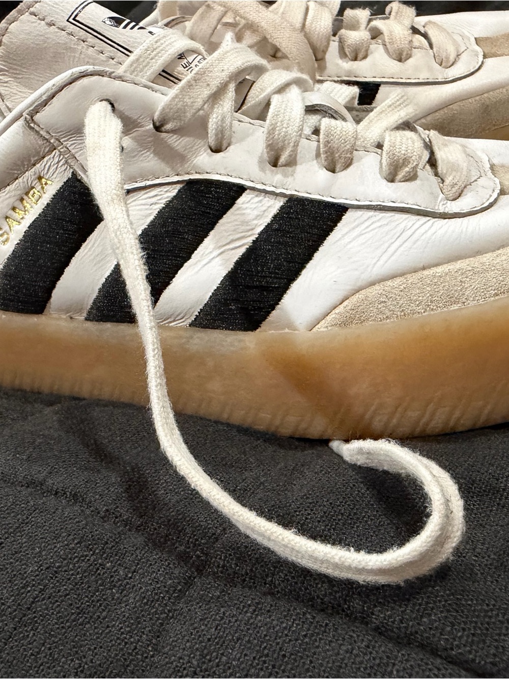 adidas White & Black Low-Top Sneakers with Gum Sole - Picture 2 of 6
